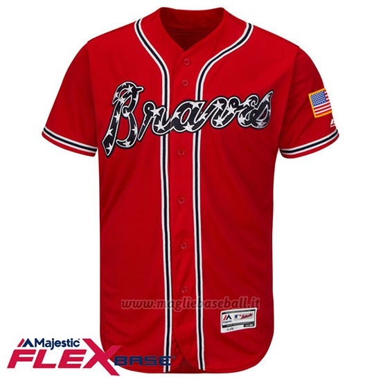 Maglia Baseball Uomo Atlanta Braves Blank Rosso Flex Base Autentico Collezione